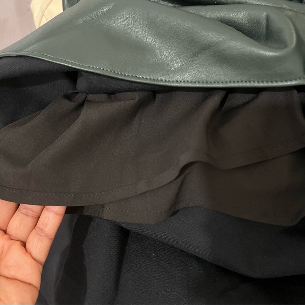 NWT Veronica Beard Women’s Ari Emerald Green Faux Leather Ruched Pencil Skirt 12 - Picture 9 of 16